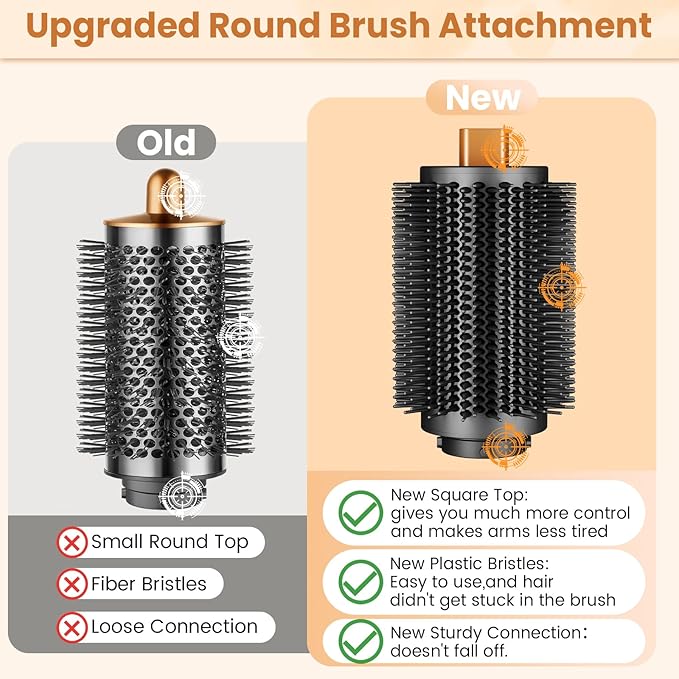 Upgraded Large Round Volumizing Brush for Dyson Airwrap HS01/05/08 Attachments, 3.3-Inch Bigger Round Brush Attachment Compatible with Airwrap Accessory for Dry Fast Smooth Add Big Volume