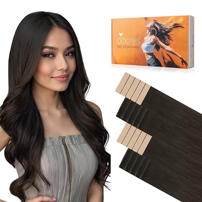 DOORES Edges Brown 10 Injection and Classic Tape in Extensions 50g 16 inch, Virgin Hair