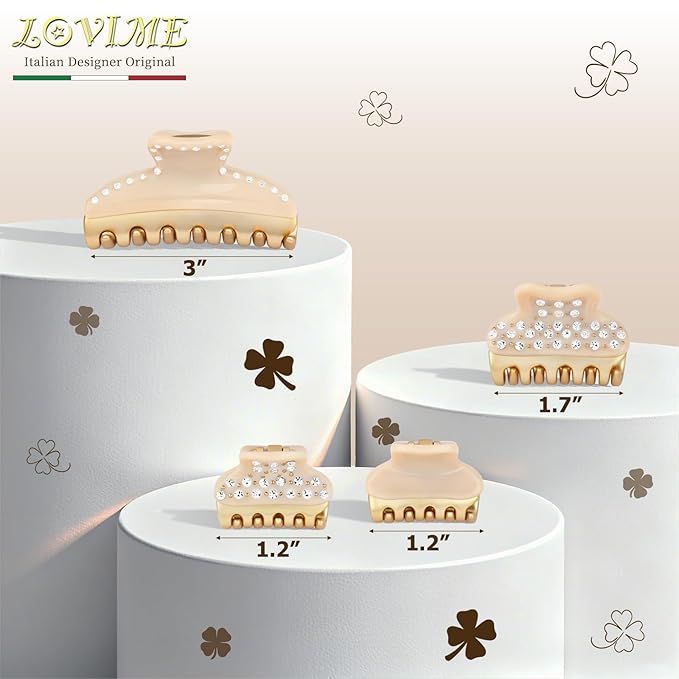 2026 Premium Durable Hair Claw Clip for Women, Original Italian Designed Strong Grip Hair Clips for Normal Fine Thin Hair, No Slip Jaw Clips with Gift Box for Christmas Birthday Girls, 1.2 Inch Beige