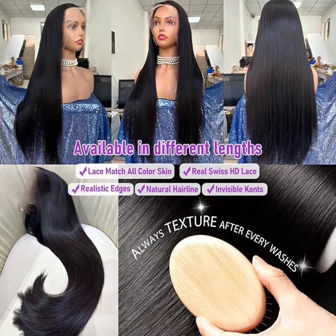 Straight Wigs Human Hair Pre Plucked 210 Density 13x6 Glueless Bone Straight Human Hair Wigs For Black Women Transparent Lace Frontal Wig With Baby Hair 26inch