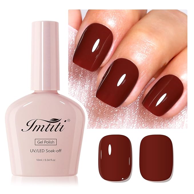 Imtiti Dark Auburn Gel Polish, 1Pcs Red Brown Soak Off UV LED Burgundy Gel Nail Polish for Fall and Winter (0.34 Fl Oz-1918)