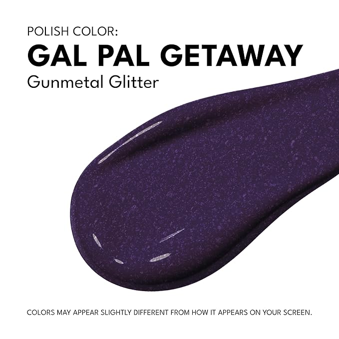 RC Red Carpet Manicure Fortify & Protect Gunmetal Glitter Gel Polish for Strong, Healthy Nails - Infused with Vitamin A & Biotin - (Gal Pal Getaway) Led Nail Gel Color, 0.3 Fl Oz