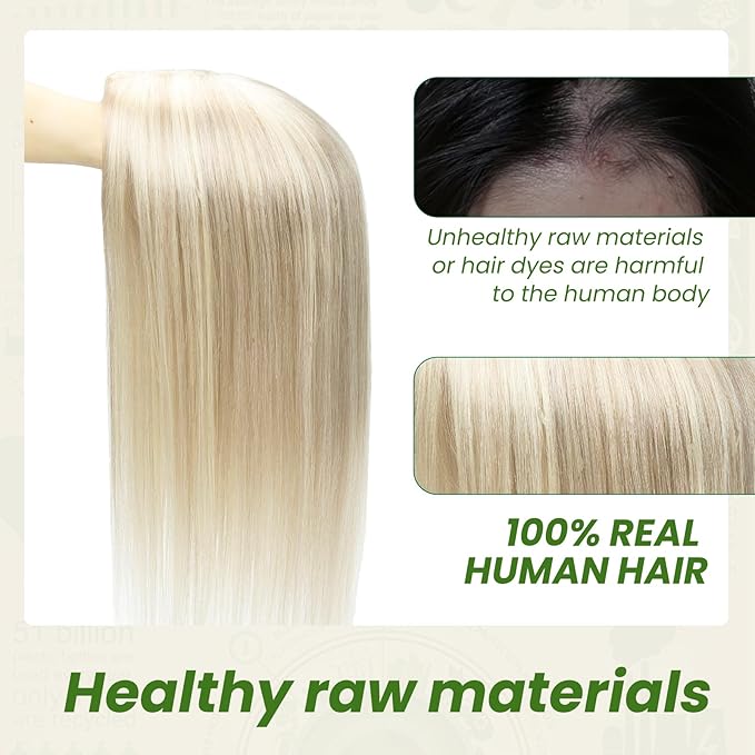 HAIR Toppers Real Human Hair 150 Density 16 inch 75 grams 6x7 inch Caramel Blonde Highlighted Blonde lace Silk Base for Women（#18P60 16inch）