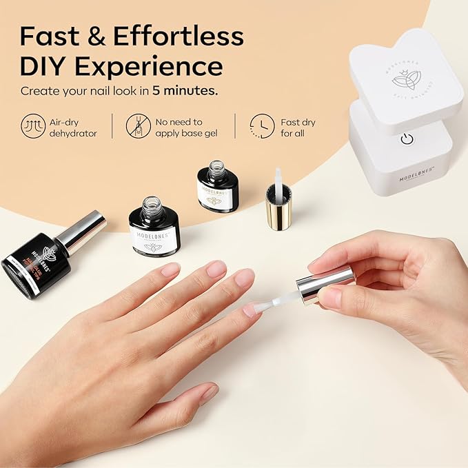 modelones Gel Nail Polish Kit - Long Lasting Glossy Top Coat & Base Coat with Nail Glue - Non-Toxic, Vegan, Formalde Free - 0.5 Fl Oz (Pack of 1) - 15 ml