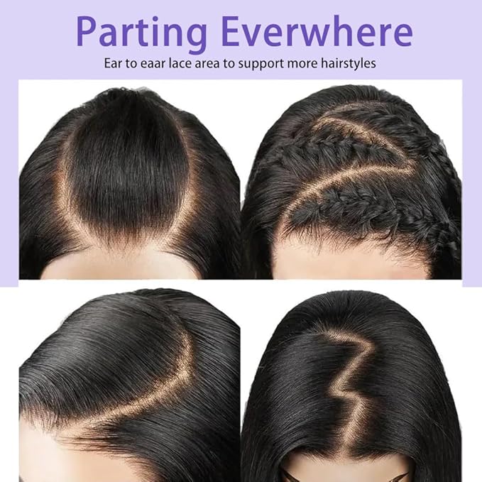ALI PANDA [2-YEAR Life & 100% Human Hair, 200% Density 13x6 Skinlike HD Straight Lace Front Wigs Human Hair Pre Plucked, [0.1mm Ultra-Thin HD Lace], Natural Black 30 Inch