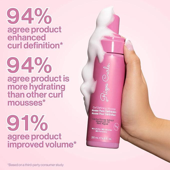 Rizos Curls Curl Defining Mousse – Lightweight Foam for Volume & Hydration – Shine & Definition for Every Curl Pattern: Wavy, Curly, Coily 1a–4c Hair Types – Sulfate & Paraben Free