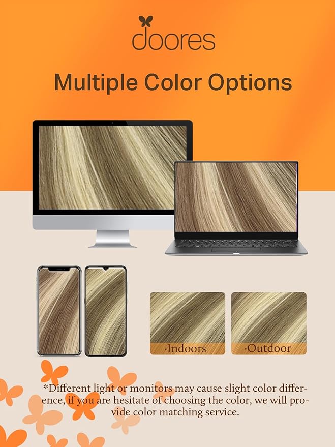 DOORES Human Hair Extensions Tape in, Light Brown Highlighted Medium Blonde 20 Inch 50g 20pcs, Tape in Hair Extensions Skin Weft Seamless