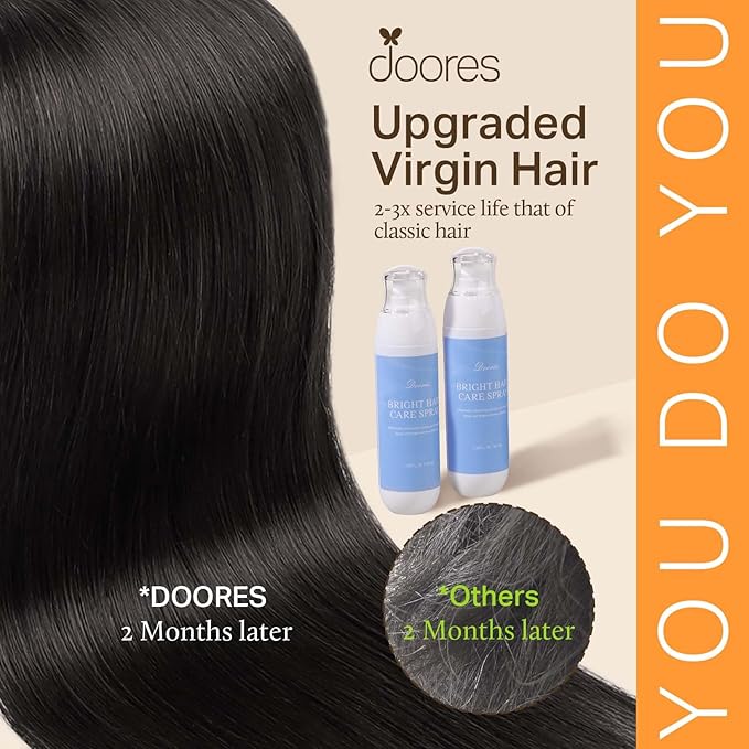 DOORES Hair Extensions Seamless Clip in Human Hair, Natural Black 24 Inch 160g 7pcs, Seamless Clip in Extensions Remy with Thin Weft Thick Invisi Edge Weft