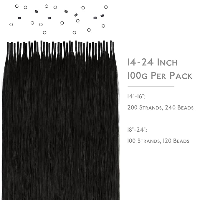 WENNALIFE I Tip Hair Extensions Real Human Hair, 100g 100s 20 Inch Natural Black Remy Itip Human Hair Extensions Invisible Itips Straight I Tips Cold Fusion Extensions