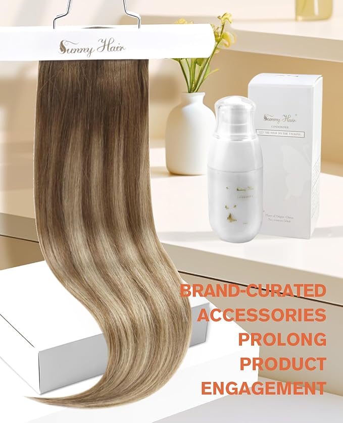 Sunny Hair Genius Weft Sew in Hair Extensions Balayage Genius Weft Hair Extensions Human Hair Chestnut Brown Roots to Platinum Blonde Mix Brown Genius Weft Human Hair Extensions Lightweight 14inch