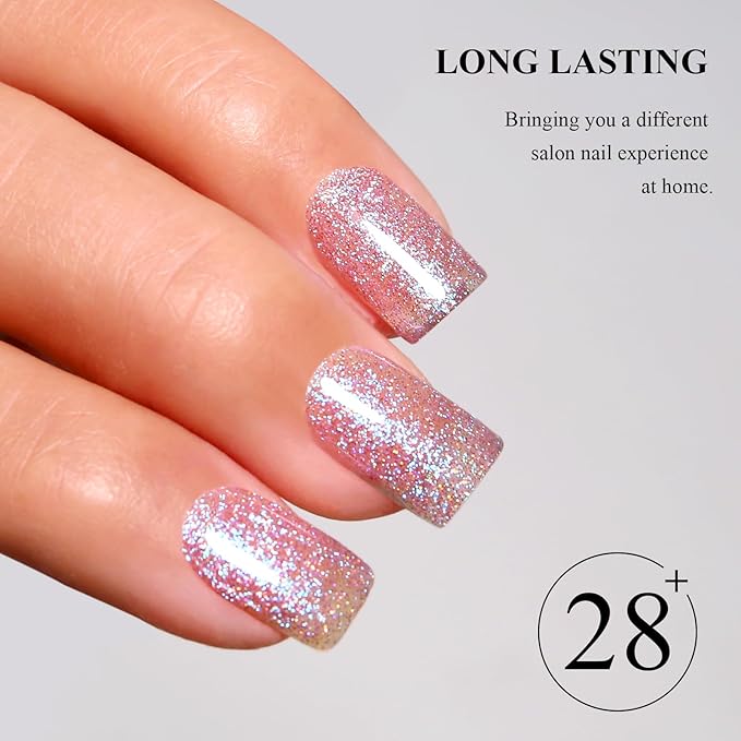 Imtiti Glitter Gel Nail Polish, 1Pcs Starlight Pink to Cyan Gel Polish Sparkle Soak Off UV LED Gel Polish, Long Lasting, Fairy Princess for Women Gift (0.34 Fl Oz-958)