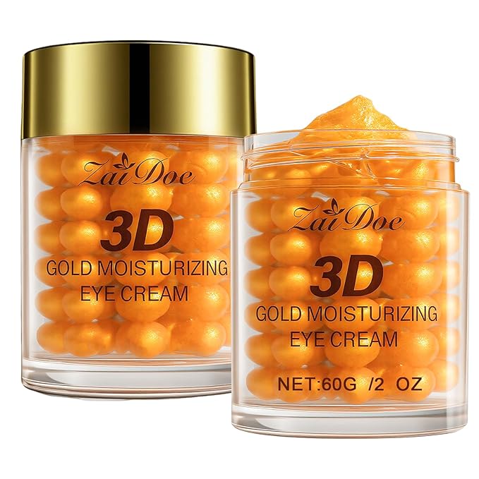 Gold Moisturizing Eye Cream, Hydrating Under Eye with Hyaluronic Acid, Glycerin, Delicate Eye Skin Increase Skin Elasticity for All Skin Types, 2oz