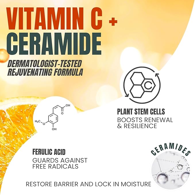 Alozera Vitamin C Body Lotion (2-Pack) and Hyaluronic Acid Serum with Ceramides and Stem Cells – Hydrating and Rejuvenating Skincare Duo for Face, Neck and Body, Lightweight, Fragrance-Free, Made in U