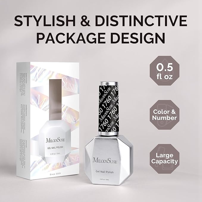 MelodySusie Black Gel Nail Polish, 0.5fl oz Nails Soak Off UV LED Black Shimmer Gel Polish Gift for Women Nail Art Manicure Salon DIY Nail Design Decoration at Home-1760