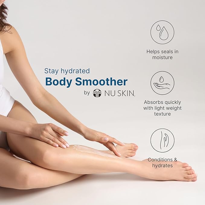 Nu Skin Body Smoother | Luxurious Moisture-Locking Body Lotion with Aloe Vera, Algae Extract, Vitamins A and E for Optimal Skin Nourishment and Hydration | Quick-Absorbing Formula | 8.4 Fl Oz | 1 Pack