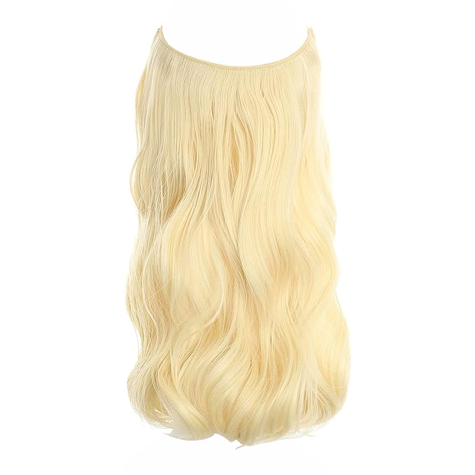 Invisible Wire Hair Extensions Transparent Wire Adjustable Size 4 Secure Clips Long Wavy Curly Secret Hairpiece 18 Inch for Women