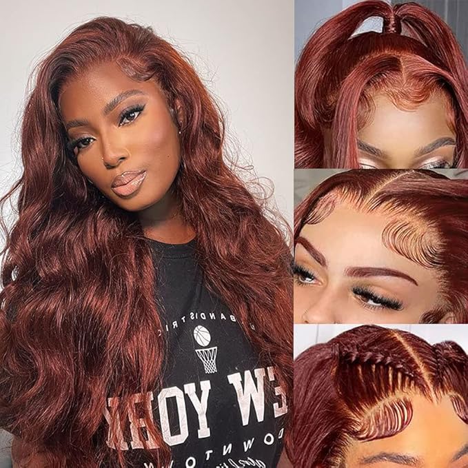 Reddish Brown Human Hair Wig Body Wave 13x6 Lace Front Wigs Human Hair Wigs For Black Women 24 Inch