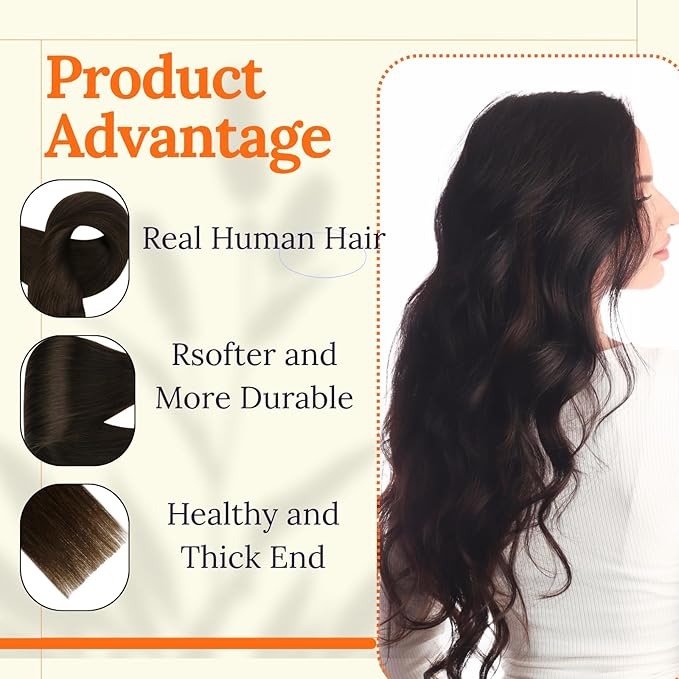 Full Shine 28 Inch Sew In Hair Extensions Real Human Hair Color Dark Brown Weft Extensions Soft Silky Hair 180G Sew In Extensions Remy Hair Weft Invisible Human Hair For Women
