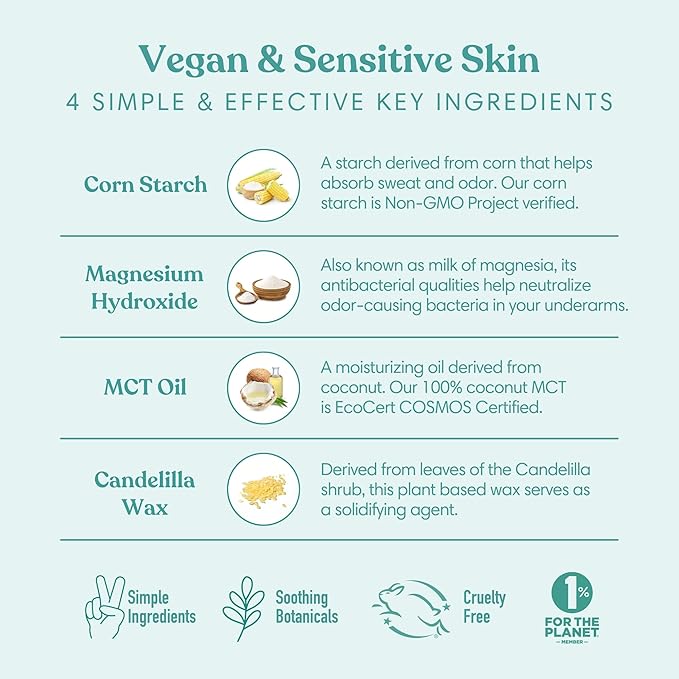 HUMBLE BRANDS Aluminum-Free Deodorant, Vegan and Cruelty- free, Formulated for Sensitive Skin, Moroccan Rose, 2.5 Ounce (Pack of 1)