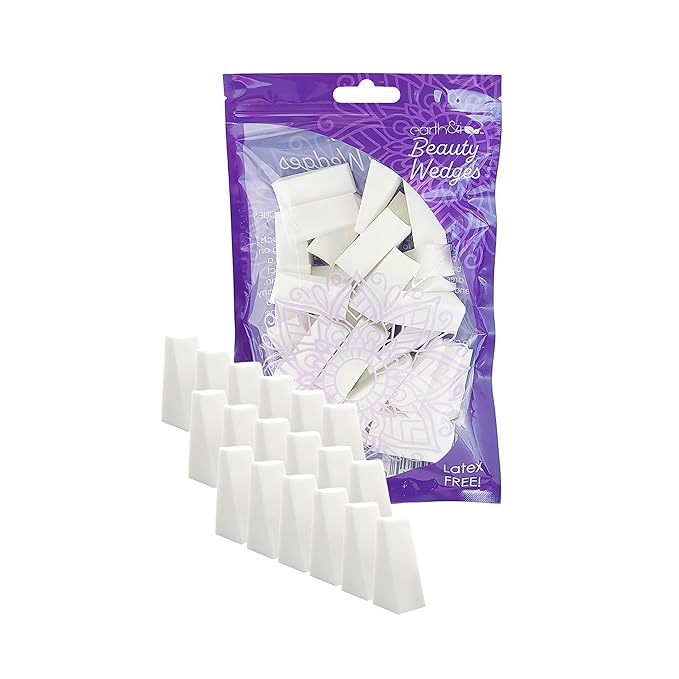 Earth & I - 32 pc *PRE-CUT* Cosmetic Wedges for Makeup, Triangle makeup sponge, Disposable makeup sponges, Make up wedges sponges, ombre sponge for nails, face painting sponges, makeup wedges forpro