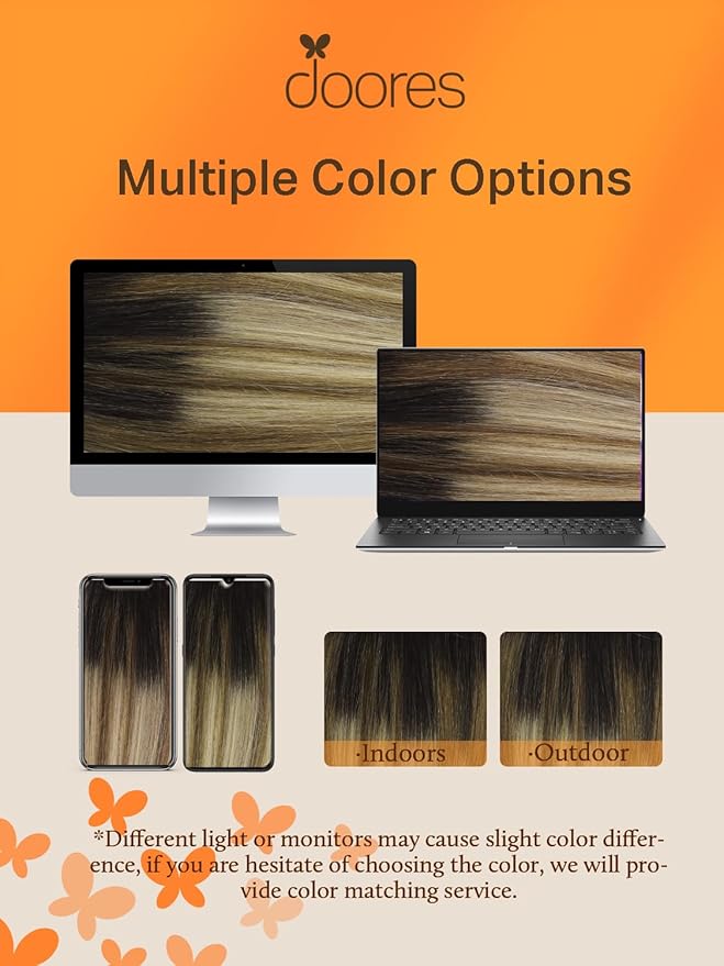 DOORES Hair Extensions Tape in, Balayage Dark Brown to Chestnut Brown and Dirty Blonde 40pcs 100g 16 Inch, Tape in Human Hair Extensions Real Hair Straight