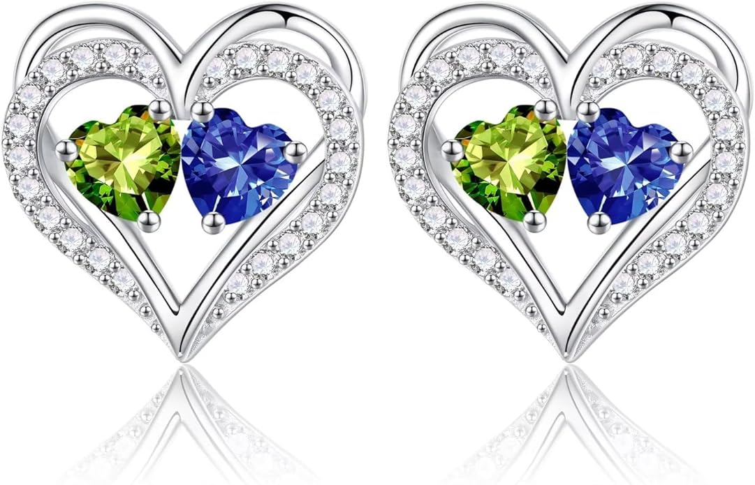 Iefil Christmas Gifts for Women Wife - 925 Sterling Silver Birthstone Earrings, Anniversary Birthday Gifts for Women Wife Girlfriend Mom