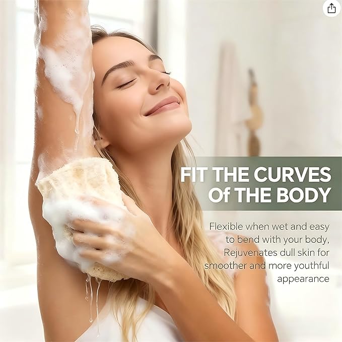 3PCS Egyptian Loofah Exfoliating Body Scrubber Natural Real Egyptian Shower Loofah Sponge for Women and Men Luffa Sponges for Face, Back & Body