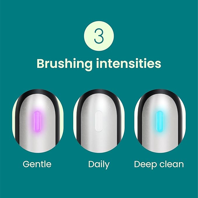 Quip Rev Oscillating Rechargeable Electric Toothbrush with Extra Brush Head - Soft Bristles, Pressure Sensor, 3 Intensities, 30-Day Battery Life, 2-Min Timer, Travel Case, Mirror Mount - Silver Cloud