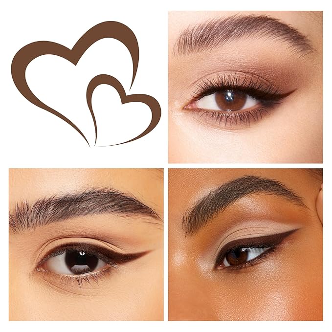Waterproof Liquid Eye Liner, Stay One Day Makeup with Fine Brush Tip Lasting Satin Finish, Smudge-Proof & Transfer-Resistant (03# Red Brown)