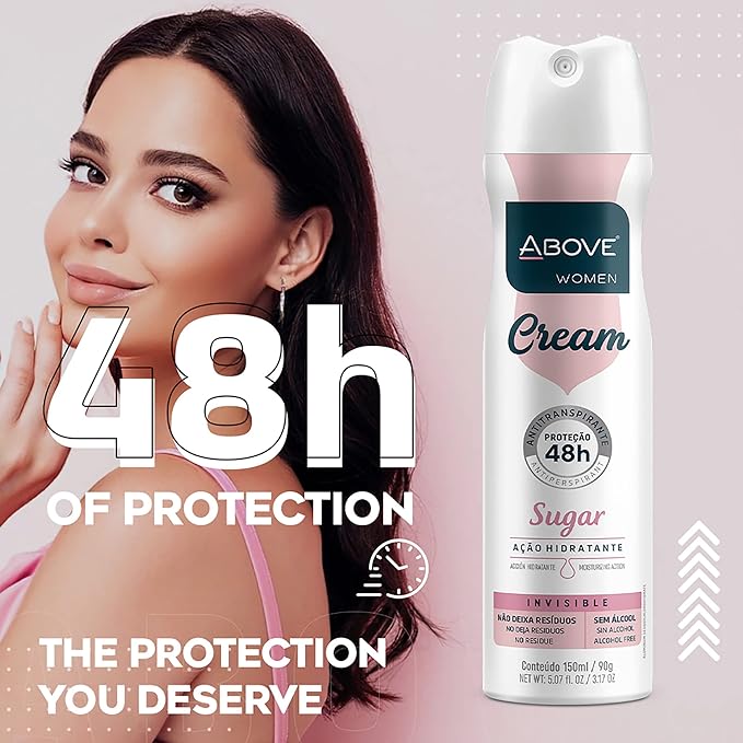 ABOVE 48 Hours Antiperspirant Deodorant Set, Cream Sugar, 4 Pcs- Spray Deodorant for Women - Patchouli, Oak Musk, and Citrus Notes - Stain-Free