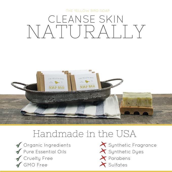 The Yellow Bird Natural Charcoal Soap Bar for Face, Body, Acne, and Sensitive Skin. Handmade with Organic Ingredients & Essential Oils