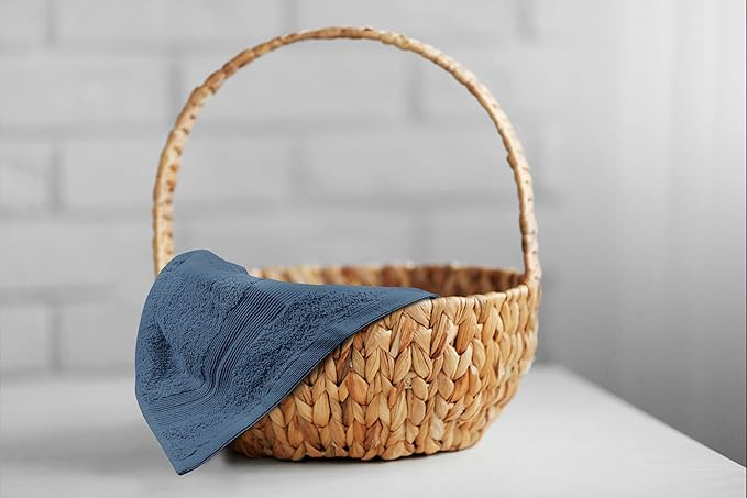 Premium Hand Towels Pack of 6 (16" x 30”) 100% Combed Ring Spun Cotton | Highly Absorbent Hand Towels Set | Ultra Soft for Home, Gym & Spa (Slate Blue)