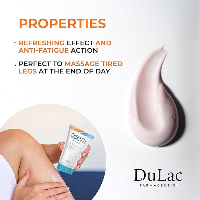 DULÀC FARMACEUTICI 1982 Dulac Dinaven Legs Cooling Cosmetic Gel With Natural Botanical Elements Lightweight Daily Leg Care Fast Absorbing Body Formula 6.76 Fl Oz