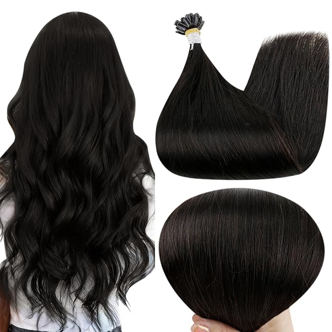 Full Shine U Tip Hair Extensions Real Human Hair Color 1B Natural Black Utip Human Hair Extensions 18 Inch Keratin Tip Extensions Long Straight Remy Hair 50 Grams