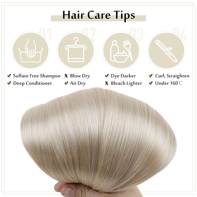Full Shine Blonde Clip in Hair Extensions for Women Platinum Blonde Hair Extensions Clip in Real Human Hair Full Head Triple Weft 14 Inch 120 G 7 Pcs