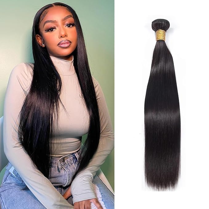 Straight Bundles Human Hair Bundles 16 Inch 1 Bundles 12A Brazilian Unprocessed Virgin Human Hair Wet and Wavy Double Weft Straight Human Hair Bundles Natural Color