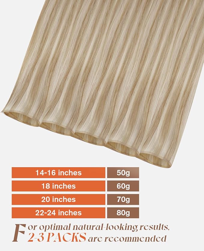 Sunny Hair Genius Weft Hair Extensions Human Hair Blonde Genius Weft Sew in Extensions Human Hair Ash Blonde Mix Light Blonde Highlights Human Hair Extension Sew in for Women Lightweight 16inch