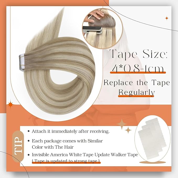 Full Shine Balayage Tape in Hair Extensions Human Hair Color 19 Grey Blonde Ombre 8 Ash Brown And 60 Blonde Seamless Invisible Tape Extensions 18Inch Remy Skin Weft for Wedding 100Gram 40Pcs