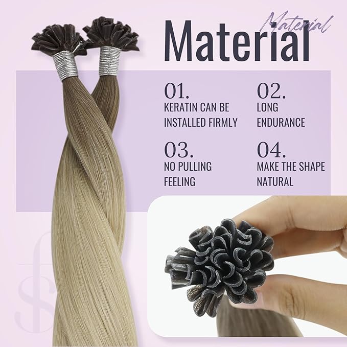 Fshine Tape in Hair Extensions Remy Human Hair, Ombre Ash Brown to Platinum Blonde, 20INCH 50G, Skin Weft Seamless Invisible, Silky Straight with Thick Ends