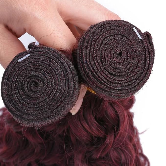 Red Bundles Human Hair Freiuoke 99J Wet and Wavy 3 Bundles 18 20 22 Inch Burgundy Water Wave Bundle Hair Extensions 150g