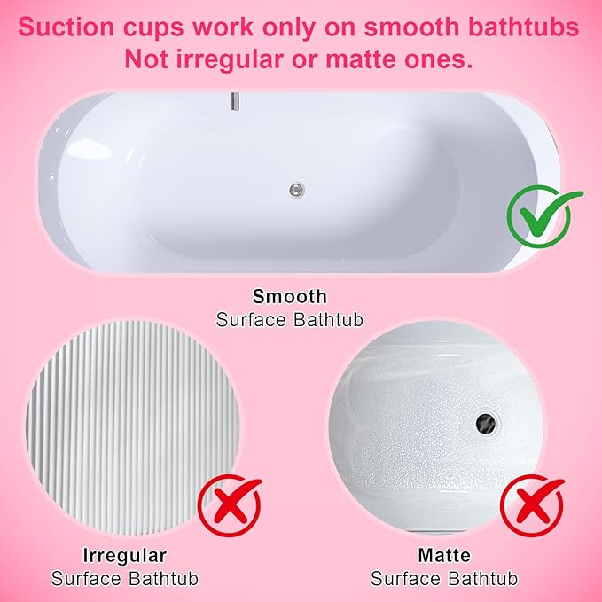 Portable Spa Bubble Bath Massager,Full Body Waterproof Spa Mat for Bathtub, 6-Speed Bubbles, Remote Control & Non-Slip Suction Cups for Home Relaxation Pink