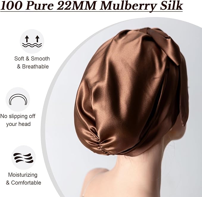 DAISYSILK 100 Pure Mulberry Silk Hair Bonnet for Sleeping Silk Hair Wrap for Women