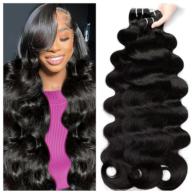 Body Wave Bundles Human Hair 12A Brazilian Virgin Human Hair Bundles 24 24 24 Inch Natural Color 100% Unprocessed Brazilian Hair for Women Weave Extensions