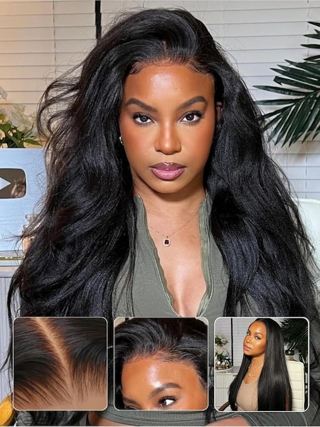 Nadula Yaki Straight Bye Bye Knots Lace Frontal Wig Pre Everything Glueless 13x4 Pre-Cut Lace Front Wig Human Hair with 3D Dome Cap Pre Plucked and Bleached Knots 150% Density 16 inch