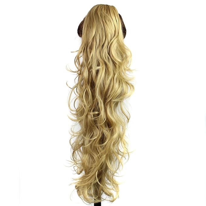 S-ssoy 31"(78cm) Women's Curly Pony Tail Hair Piece Synthetic Claw Clip Ponytail Wavy Long Curled in Hair Extension Extensions Long/Voluminous Wig Hairpieces for Women Girls Lady,22#