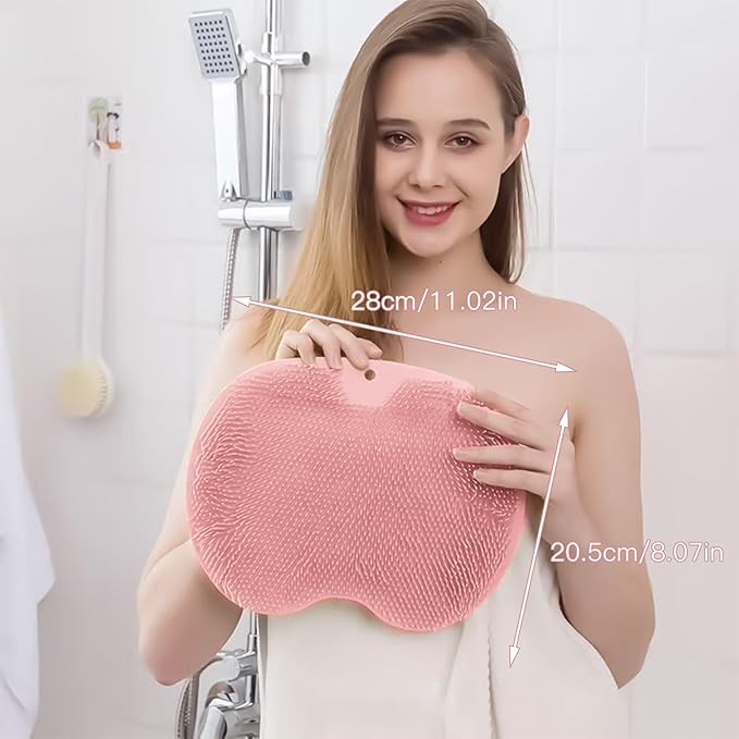 4-Pack Bath Scrubber Mat for Back Scrubbing and Foot Exfoliation - Dual-Use Shower Mats with Non-Slip Suction Cups - Soft, Durable, and Hygienic - Perfect for Full-Body Cleansing and Spa-Like Comfort