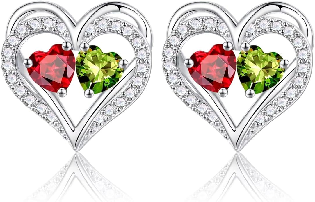Iefil Christmas Gifts for Women Wife - 925 Sterling Silver Birthstone Earrings, Anniversary Birthday Gifts for Women Wife Girlfriend Mom