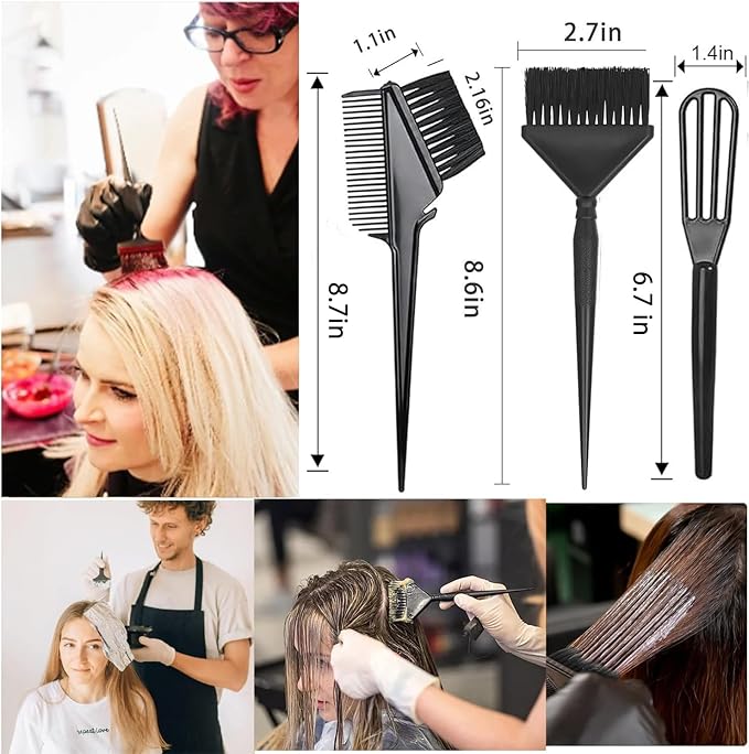 18 Pcs Professional Hair Bleach Kit Hair Coloring with Hair Dye Brush, Includes Hair Color Bowl, Hair Clip, Ear Muffs for Salon Hair Dye Tools and DIY at Home