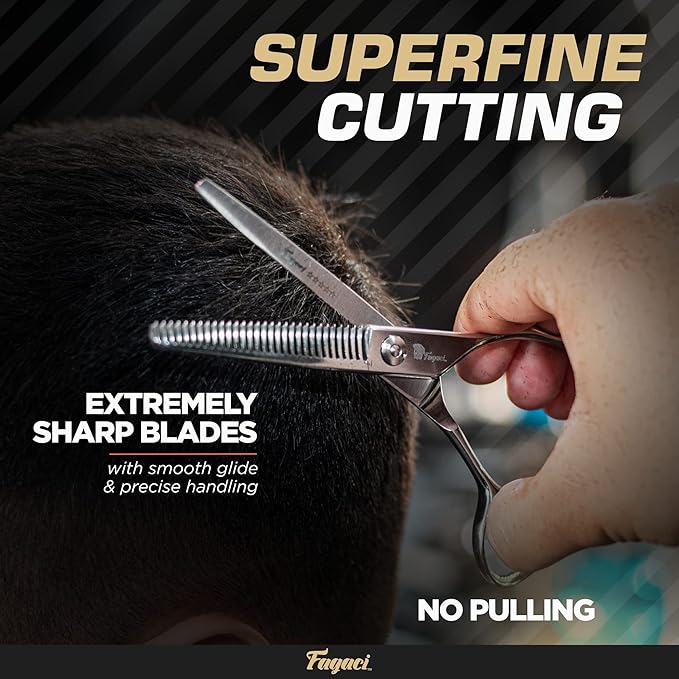 Fagaci Professional Hair Thinning Scissors, 6" 440C Steel, Extreme Sharpness, Texturizing Shears, Barber Scissors Set, Slim Blades