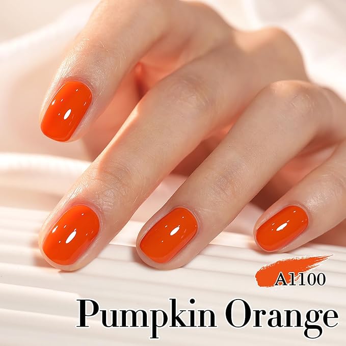 Double Rhythm 0.50 OZ Gel Polish Hema Free Same Color Same Bottle Golden Round Translucent Neutral Natural Milky 15 ML Jelly UV Polish Art DIY at Home (Dark Orange-C1100)